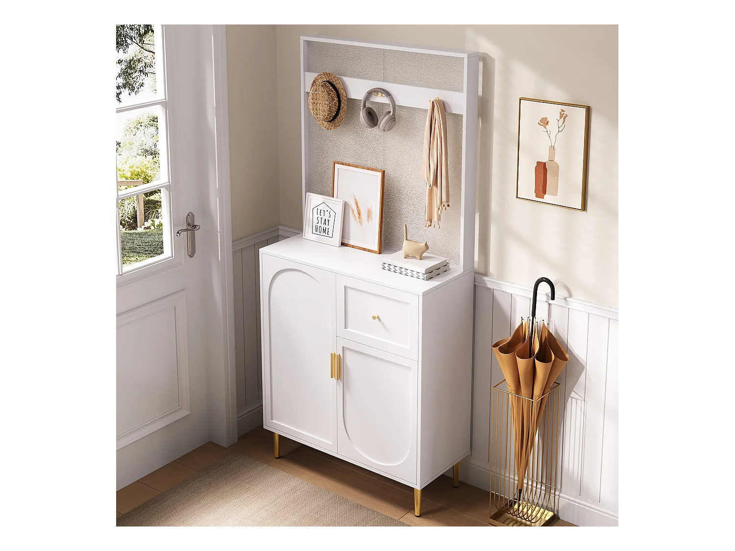 Vestiaire/Ensemble de garde-robe avec 2 portes + 1 tiroirs - 80 x 35 x 175.5 cm -MDF - blanc