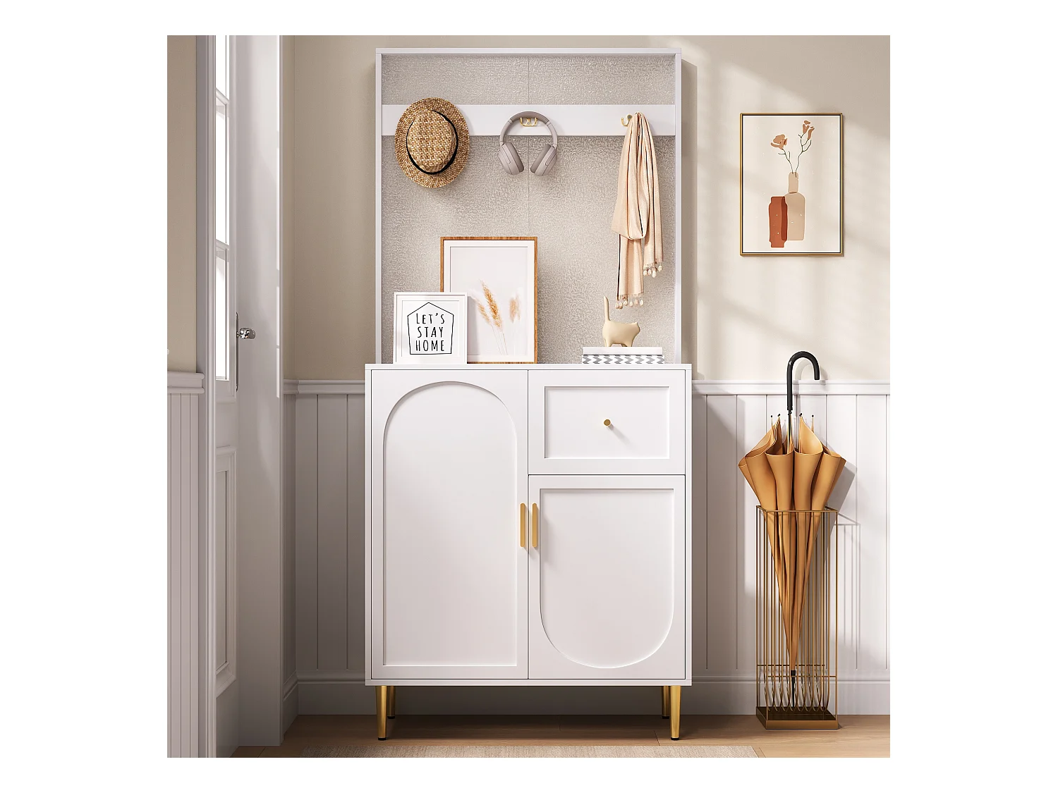 Vestiaire/Ensemble de garde-robe avec 2 portes + 1 tiroirs - 80 x 35 x 175.5 cm -MDF - blanc