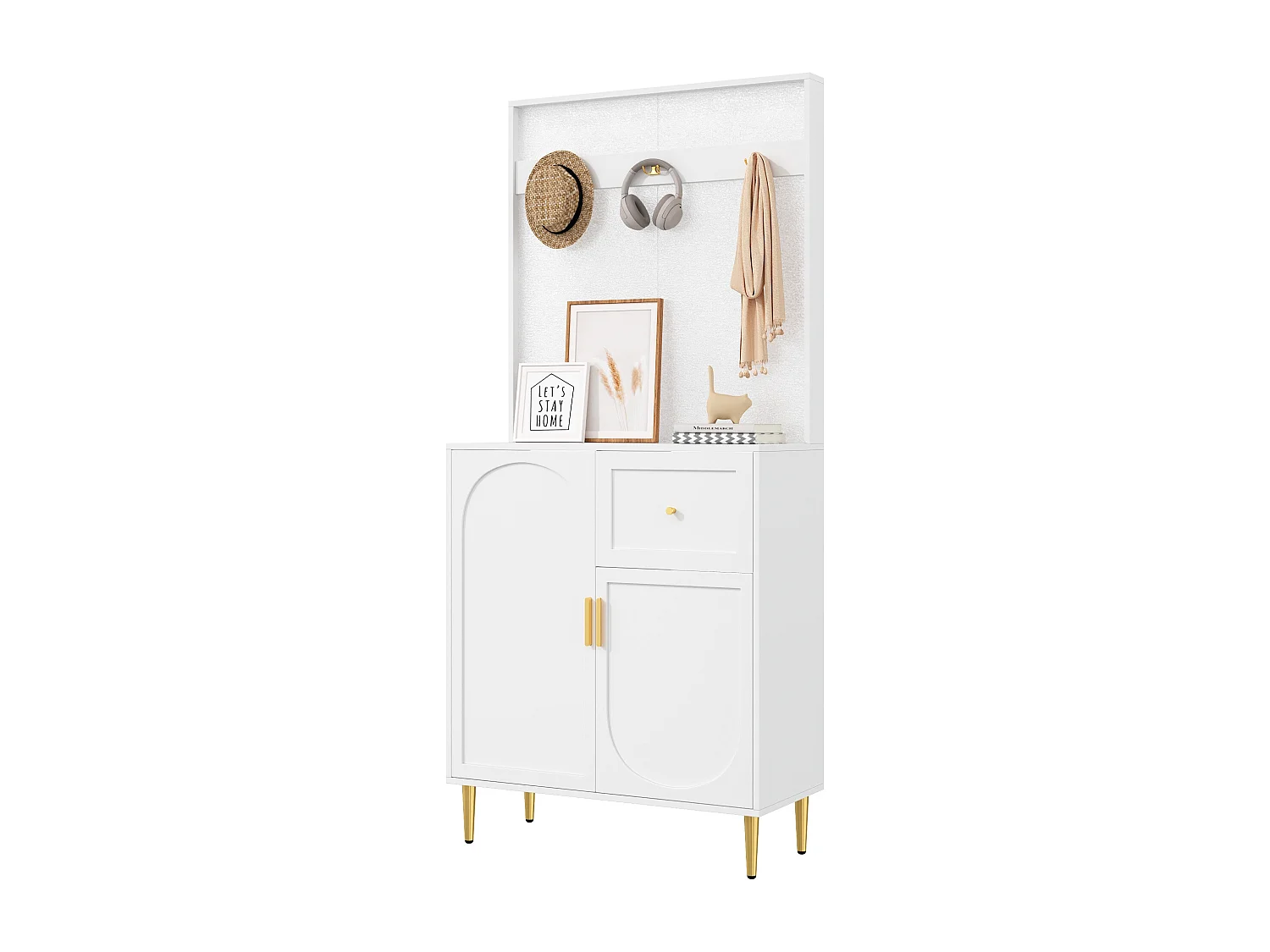 Vestiaire/Ensemble de garde-robe avec 2 portes + 1 tiroirs - 80 x 35 x 175.5 cm -MDF - blanc
