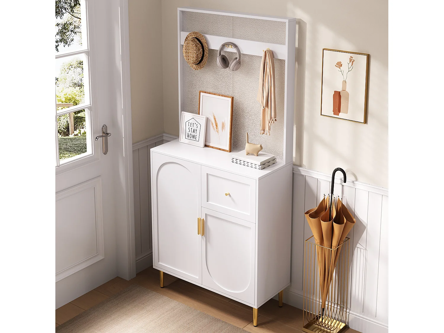 Vestiaire/Ensemble de garde-robe avec 2 portes + 1 tiroirs - 80 x 35 x 175.5 cm -MDF - blanc