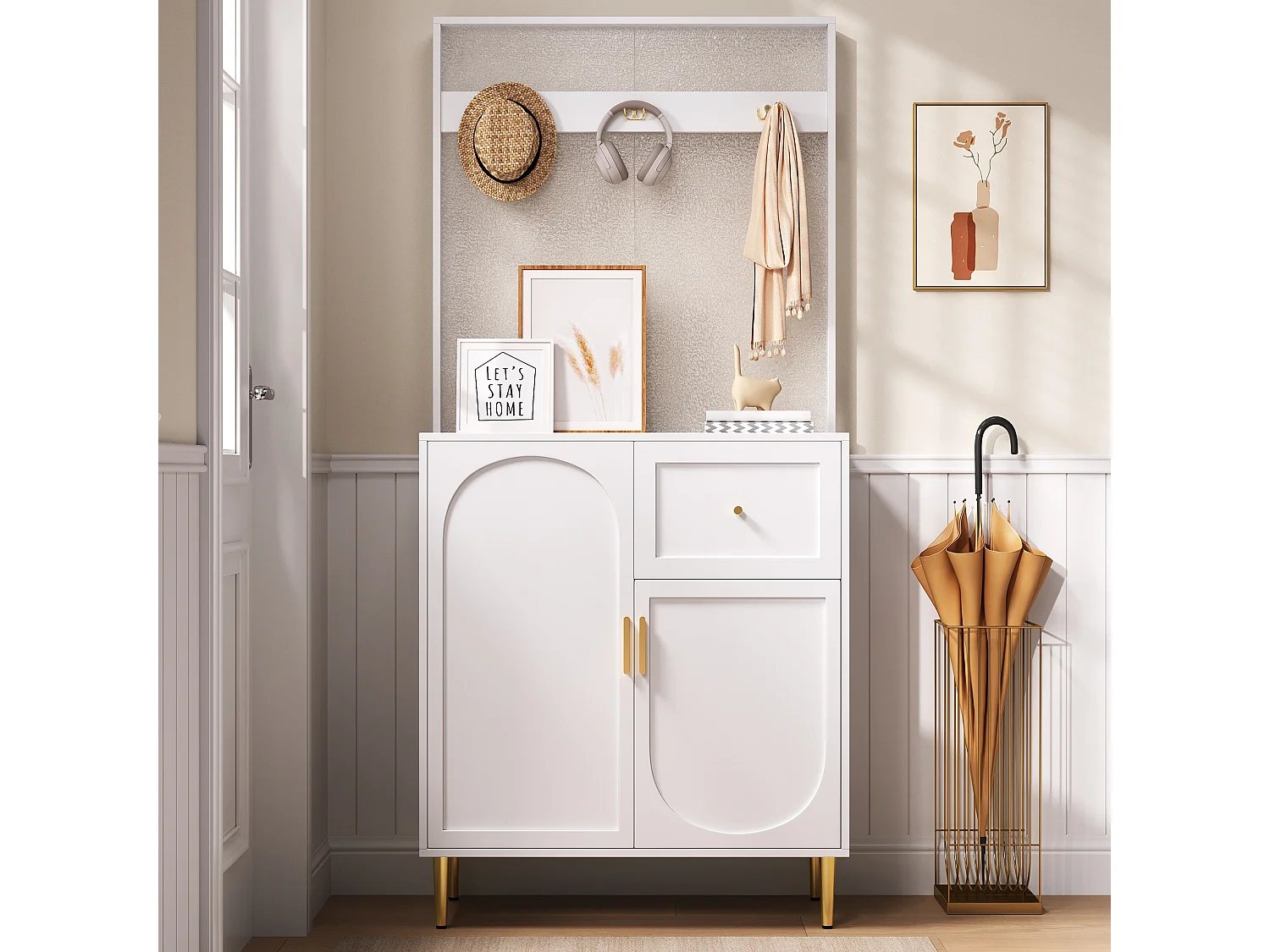 Vestiaire/Ensemble de garde-robe avec 2 portes + 1 tiroirs - 80 x 35 x 175.5 cm -MDF - blanc