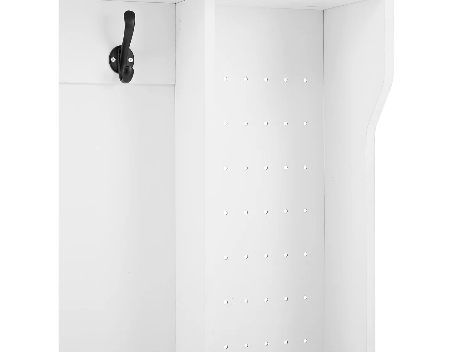 Vestiaire avec banc + 6 crochets + 1 porte + 4 rangement ouverts - 100 x 40 x 185.5 cm - aggloméré - blanc