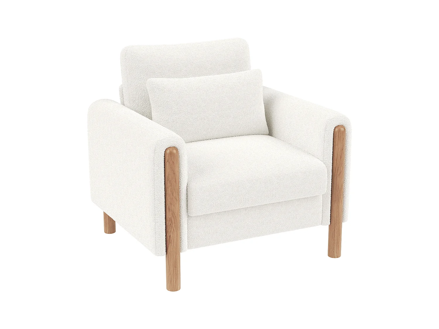 Fauteuil moderne avec coussin épais - 87 x 83 x 88.5 cm - fauteuil simple - velours - blanc