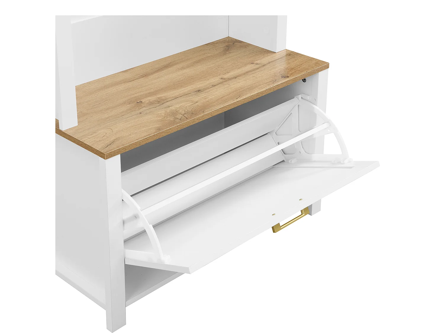 Hallskåp/garderob med skohylla och krokar - hallmöbel - 75 x 35 x 195 cm - MDF - vit
