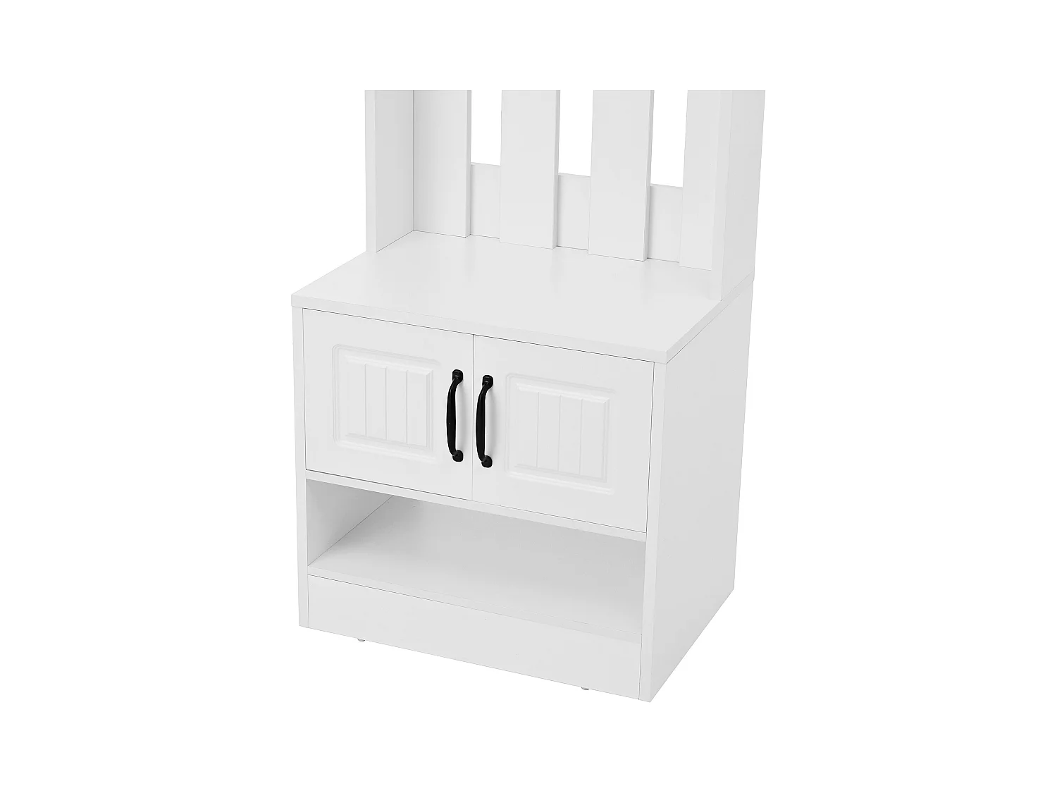 Conjunto de vestidor de entrada 50x36x190 cm - con 2 puertas - con 8 ganchos y banco para calzado - Blanco