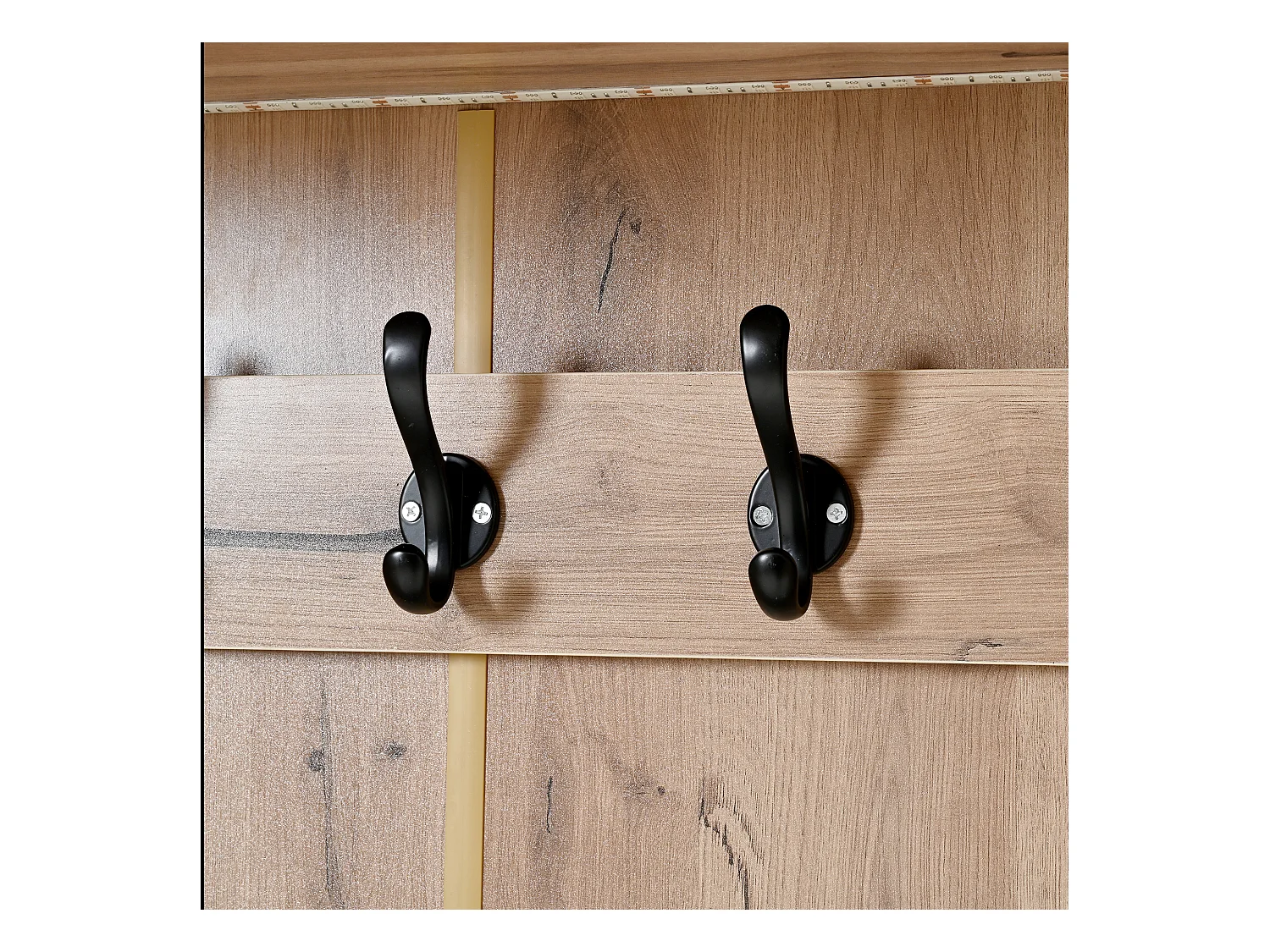 Vestiaire d'entrée moderne 80x30x185cm - avec 5 crochets et 2 portes - 6 espaces de rangement ouverts - Naturel