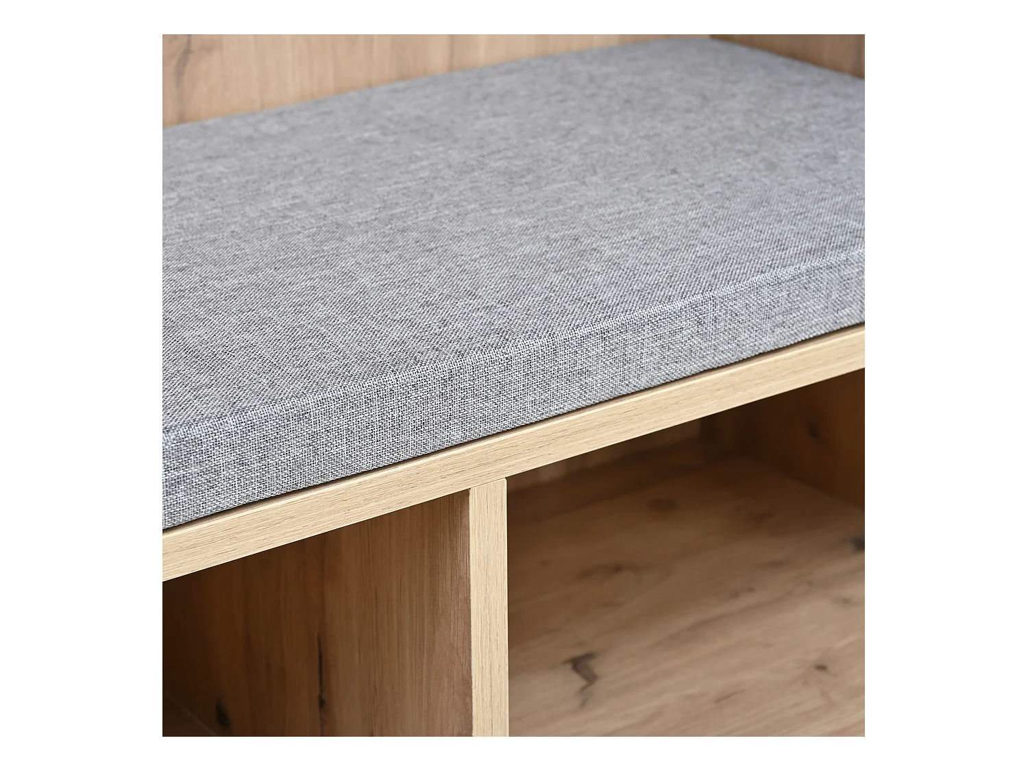 Vestiaire d'entrée moderne 80x30x185cm - avec 5 crochets et 2 portes - 6 espaces de rangement ouverts - Naturel