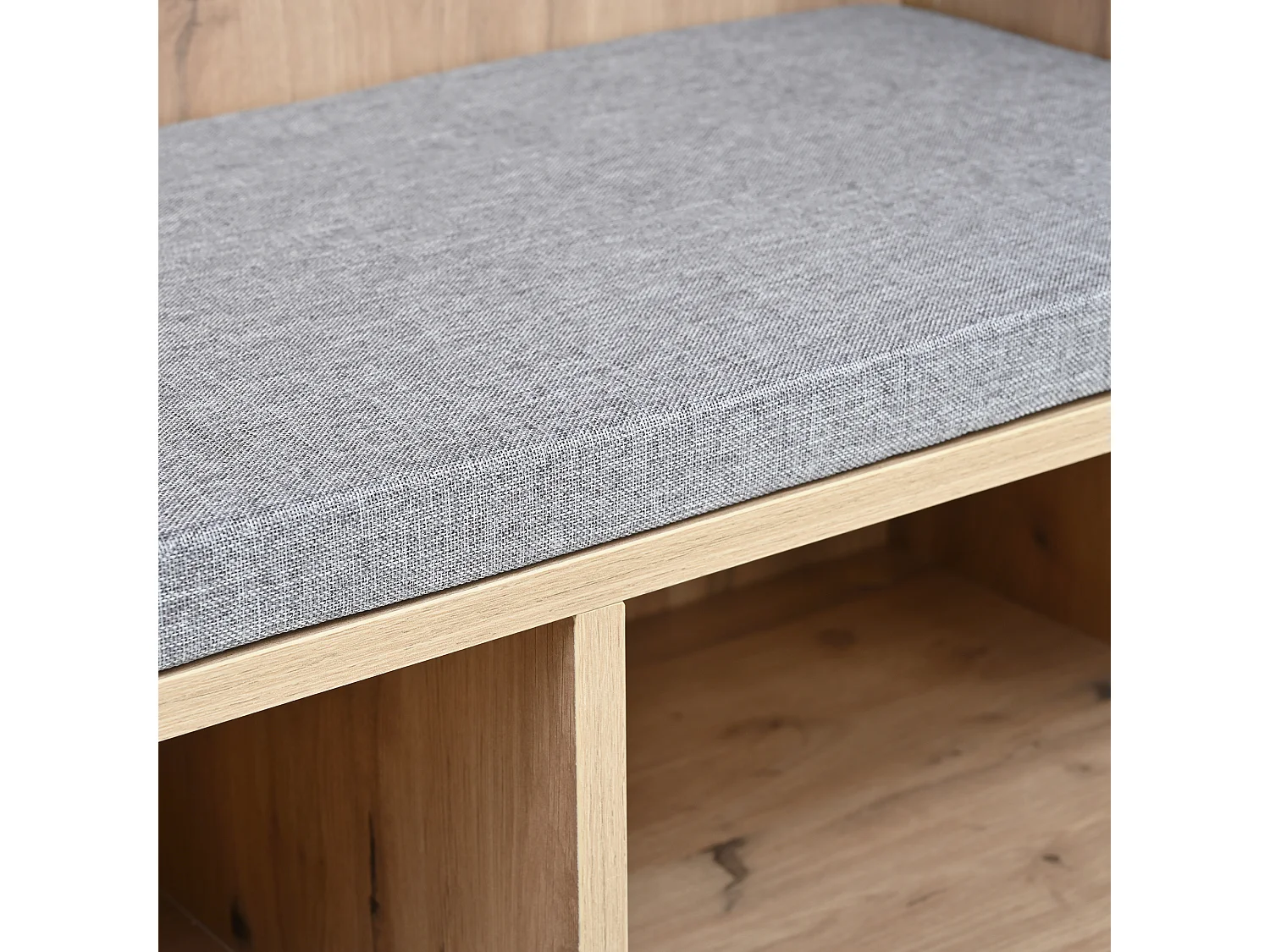 Moderne Garderobe 80x30x185 cm - mit 5 Haken und 2 Türen - 6 offene Ablagefächer - Natur