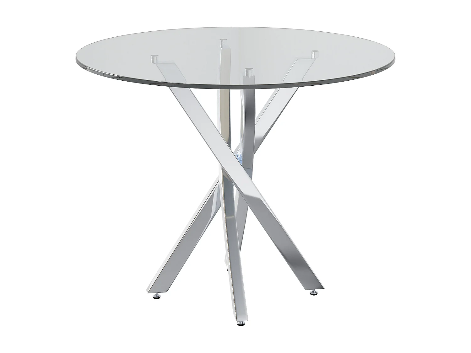 Table à manger plateau en verre trempé - 80 x 80 x 75 cm - pieds de table galvanisés - Verre - Argenté
