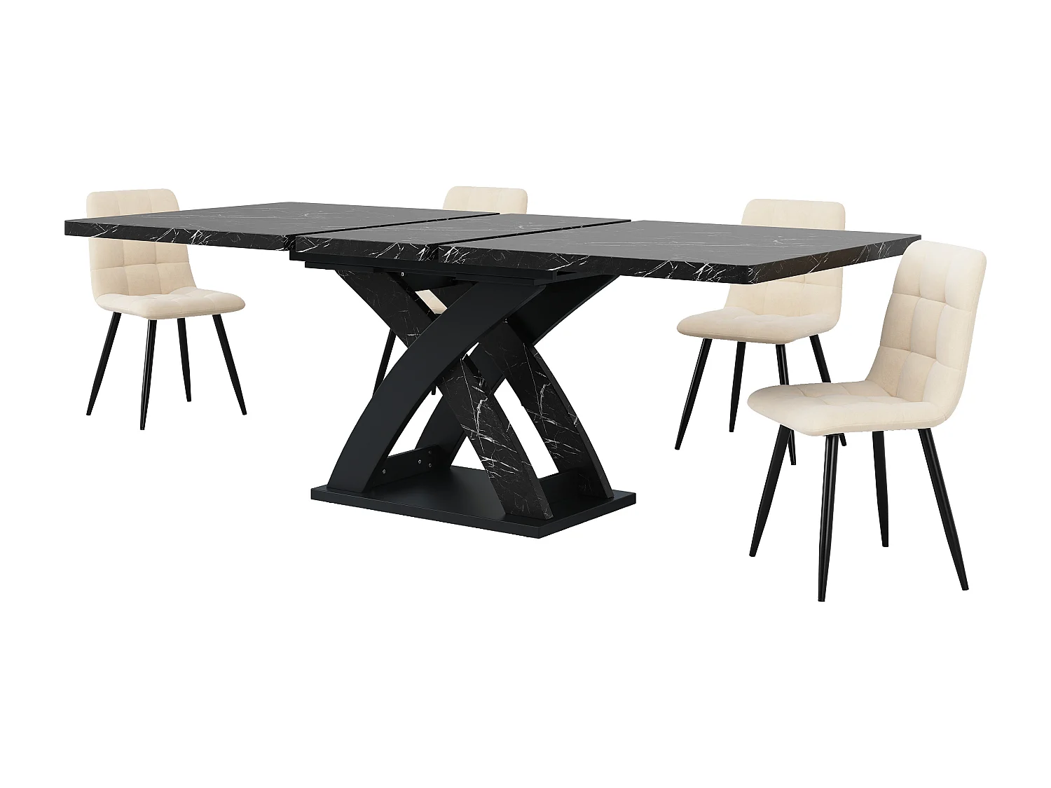 Table à manger extensible 120-160 x 80 x 75 cm - pour 6 personnes - MDF + Métal - noir