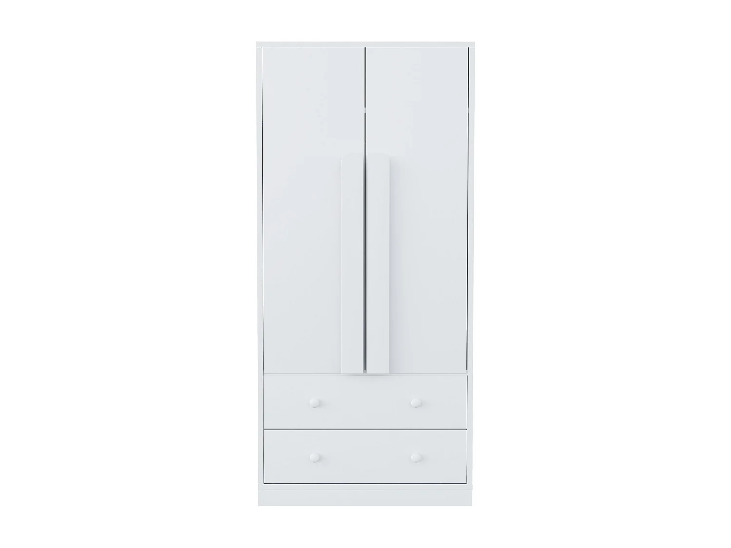 Armoire à 2 portes avec 2 tiroirs - 70 x 40 x 170 cm - bois + contreplaqué + MDF + métal - blanc