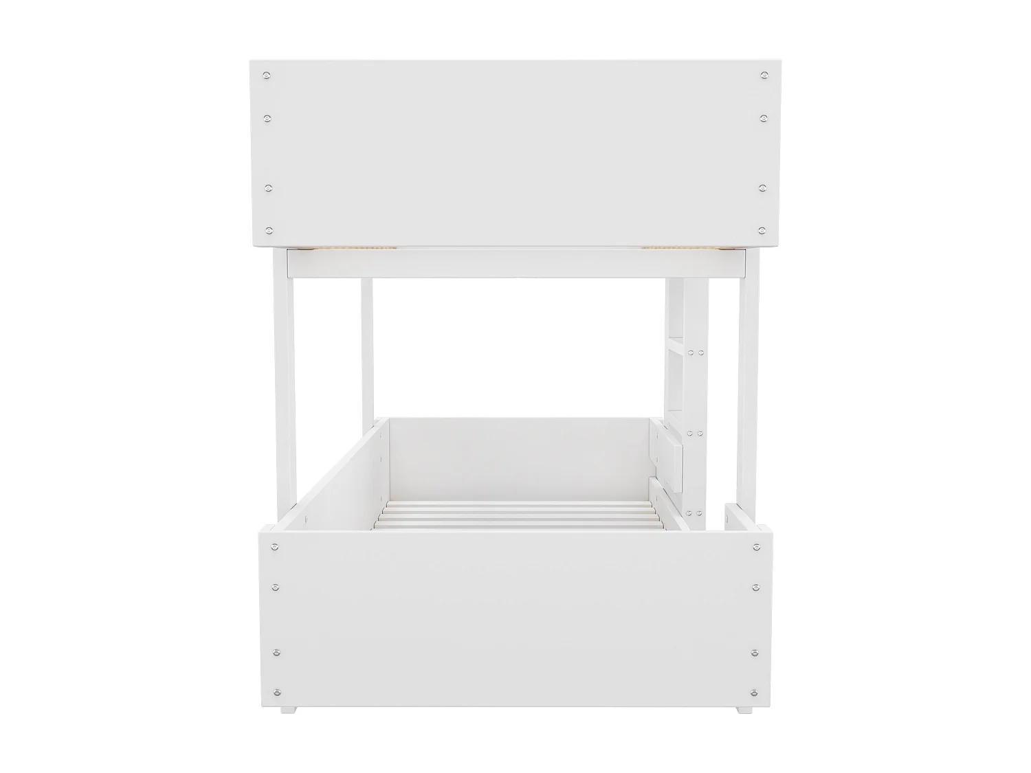 Lits superposés 2 x 90 x 200 cm - design simple - balustrade renforcée - bois massif - blanc