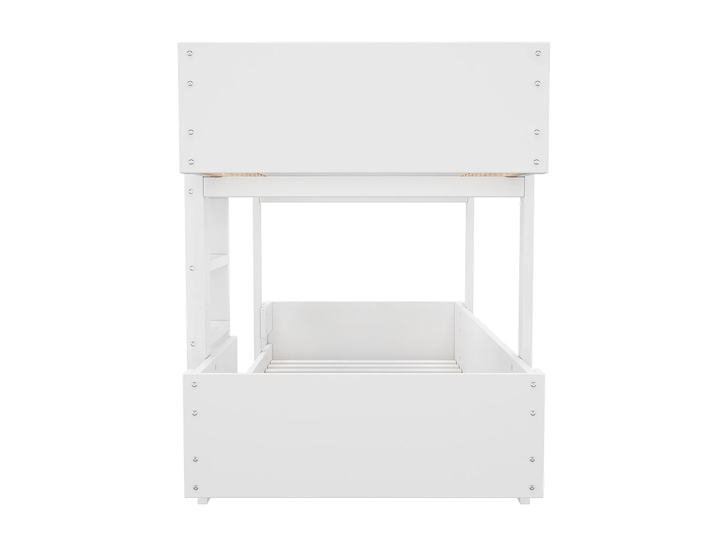 Lits superposés 2 x 90 x 200 cm - design simple - balustrade renforcée - bois massif - blanc