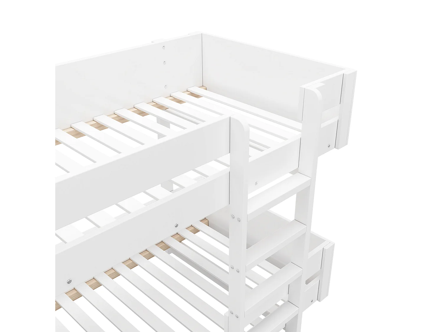 Lits superposés 2 x 90 x 200 cm - design simple - balustrade renforcée - bois massif - blanc