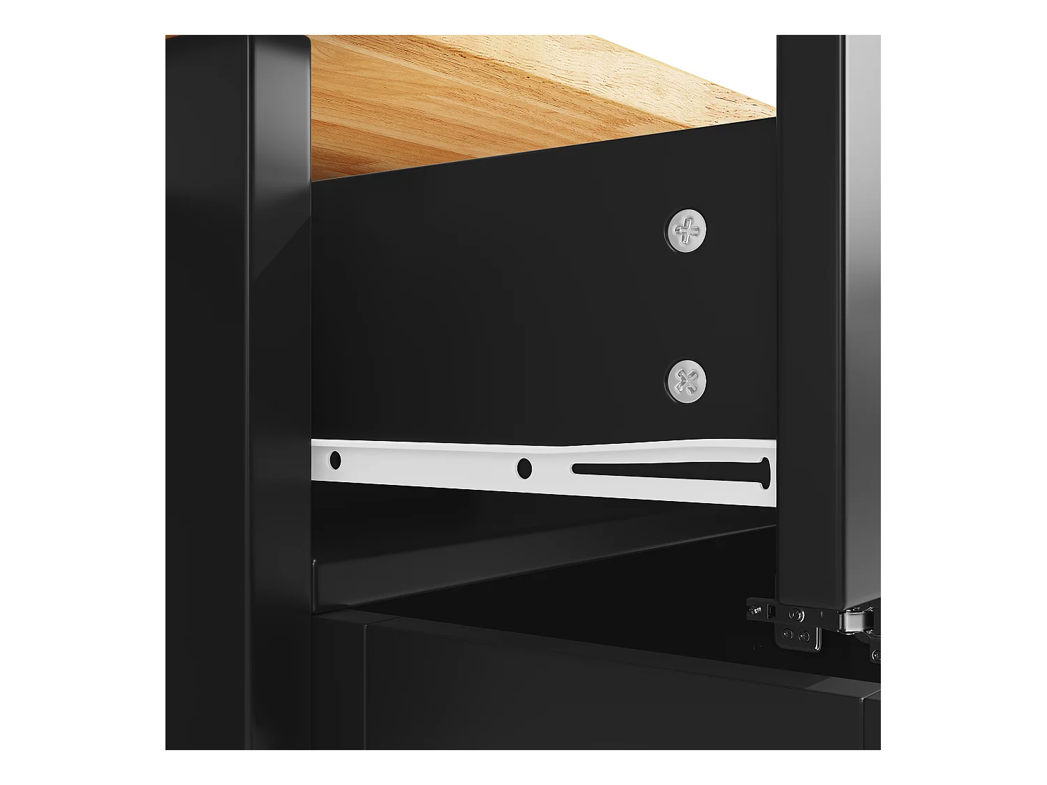 Îlot central extensible à roulettes - 140 x 73(45)x 93.5 cm - avec 4 portes + 2 tiroirs - MDF - noir