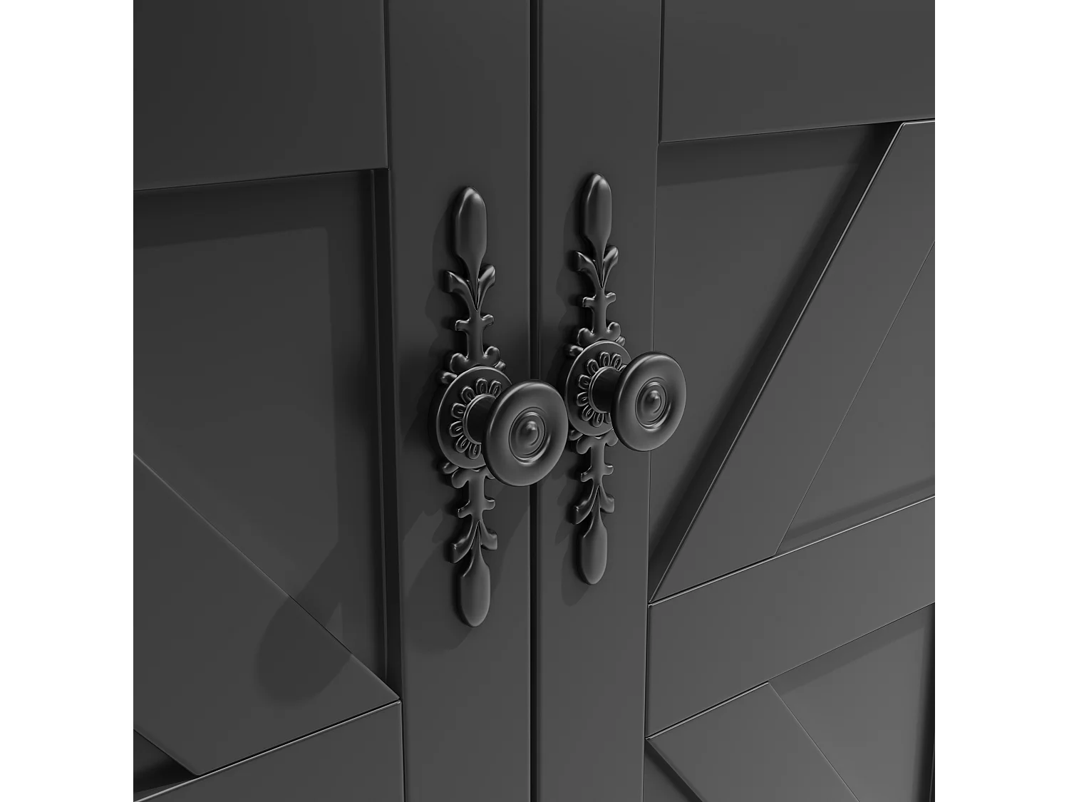 Îlot central extensible à roulettes - 140 x 73(45)x 93.5 cm - avec 4 portes + 2 tiroirs - MDF - noir