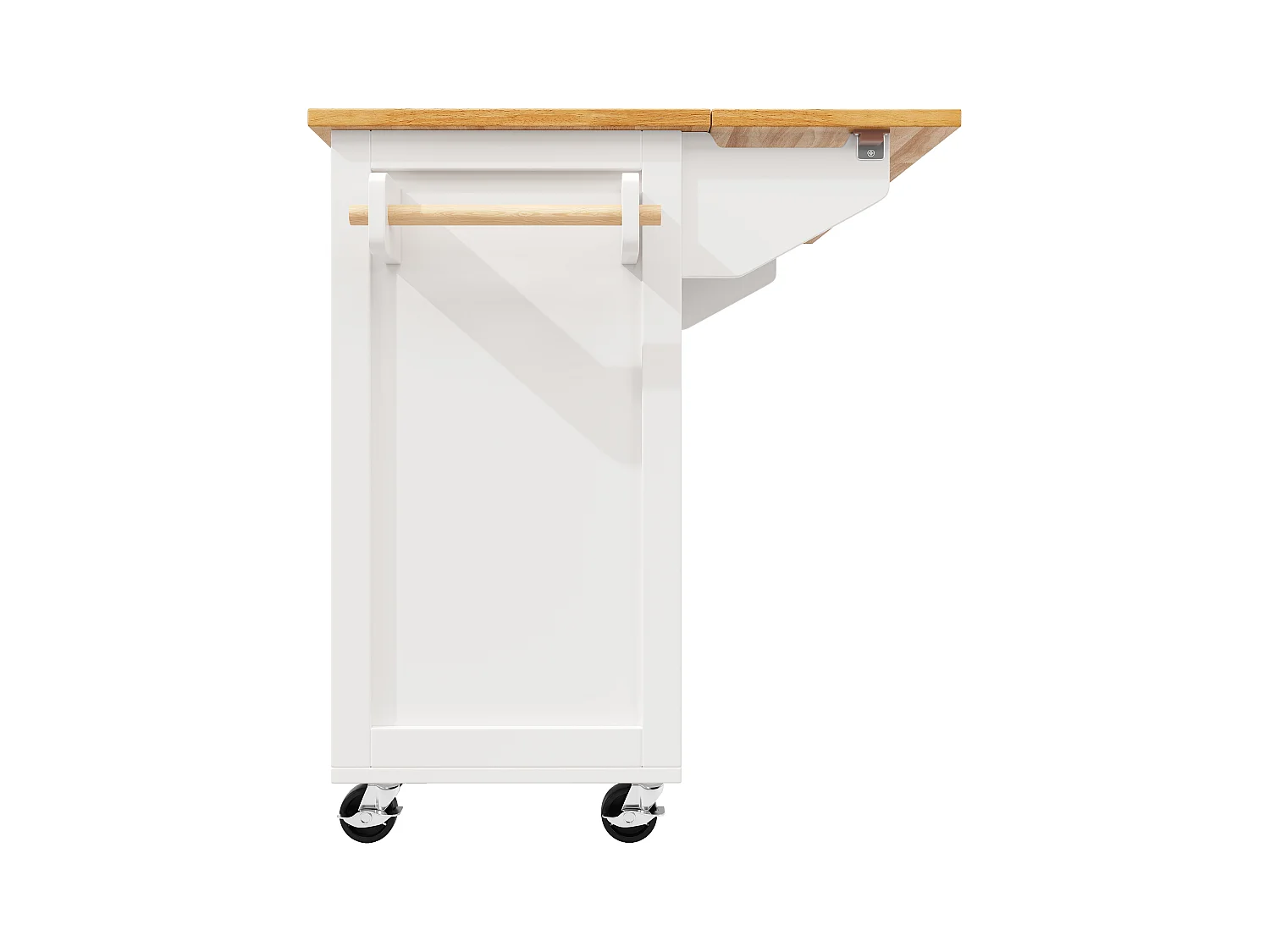 Îlot central extensible à roulettes - 140 x 73(45)x 93.5 cm - avec 4 portes + 2 tiroirs - MDF - blanc