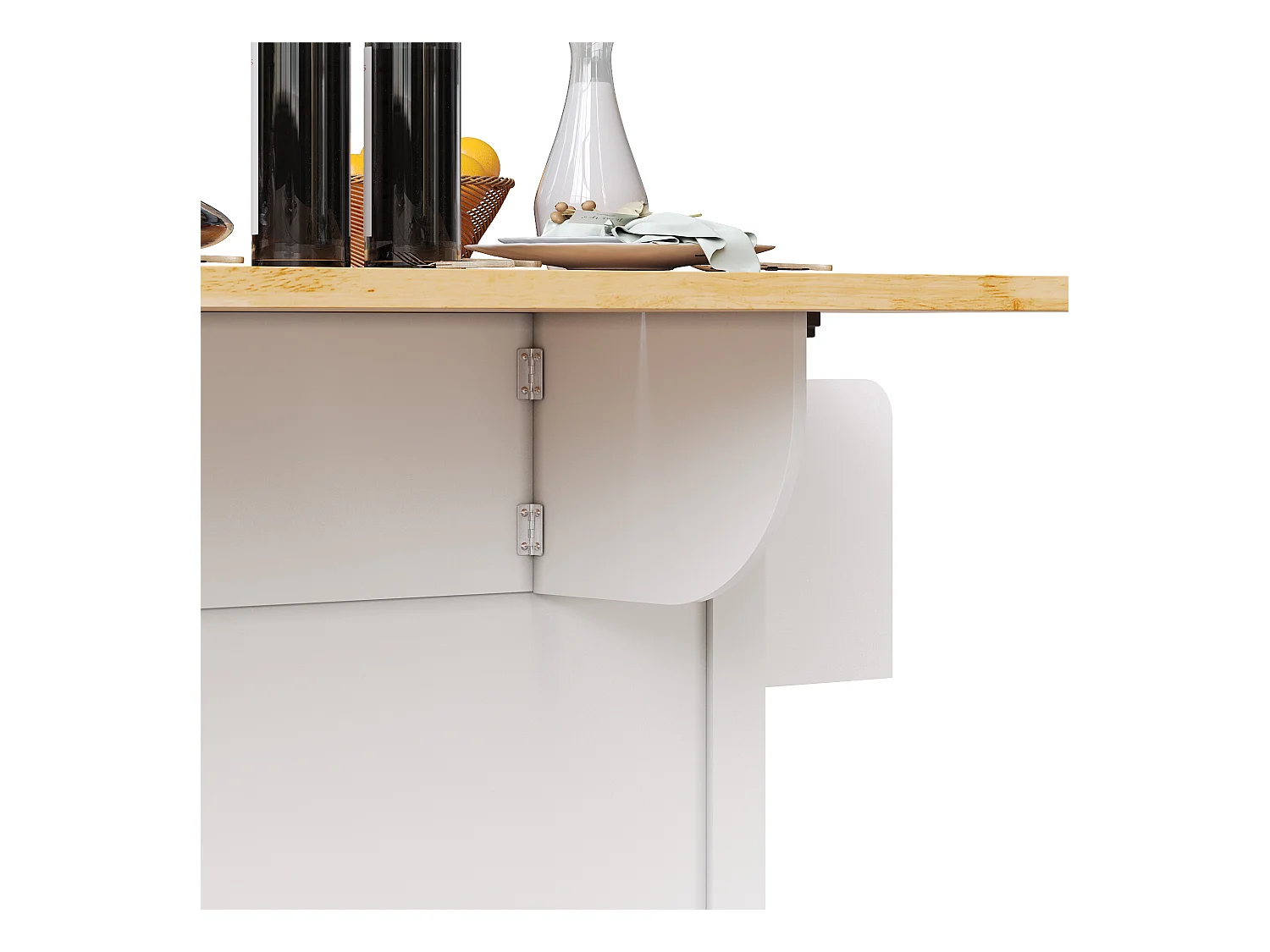 Îlot central extensible à roulettes - 140 x 73.5(44.5)x 90 cm - avec 4 portes + 2 tiroirs - MDF - blanc