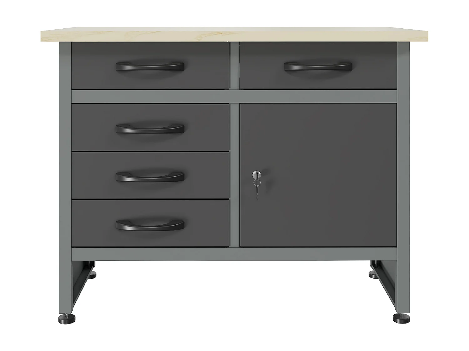 Établi en acier avec plateau en bois - L120 x P60 x H85 cm - Gris - BRICANO