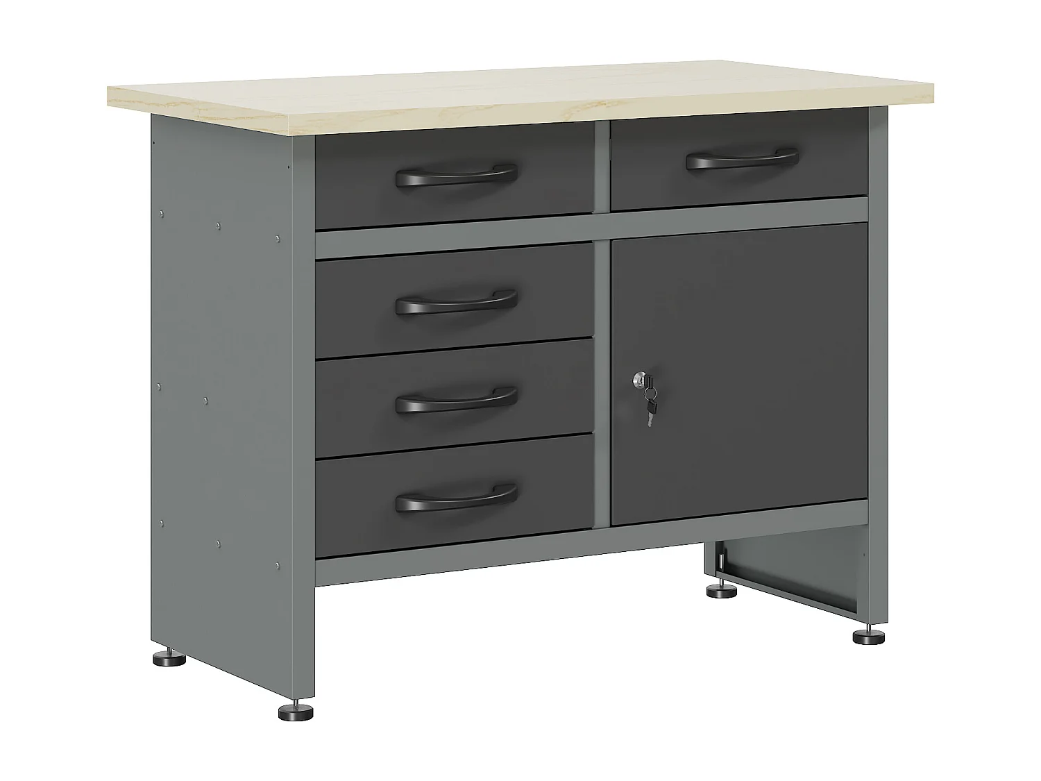 Établi en acier avec plateau en bois - L120 x P60 x H85 cm - Gris - BRICANO