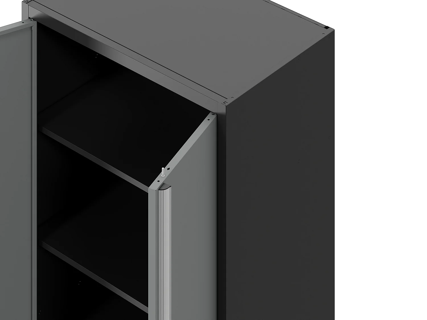 Armoire haute d'atelier en acier avec 2 portes et 4 étagères - L90 x P55 x H202,5 cm - Gris anthracite - ATELIOR