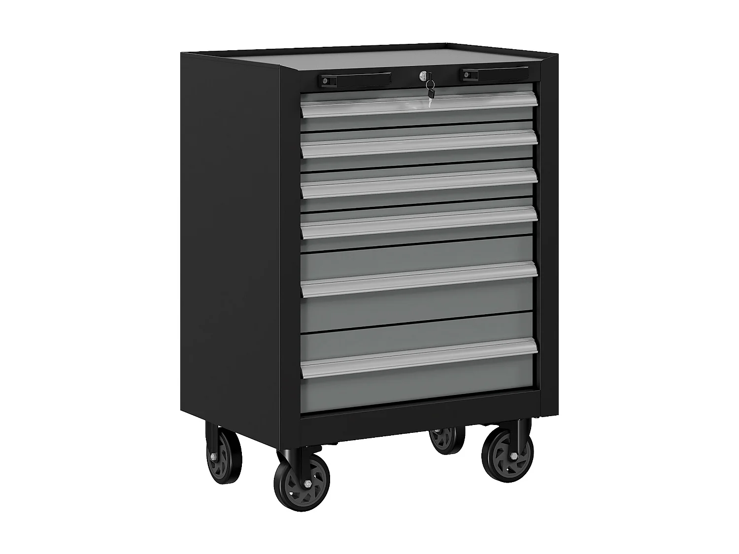 Servante d'atelier à roulettes en acier avec 6 tiroirs - L67 x P52 x H94 cm - Gris anthracite - ATELIOR
