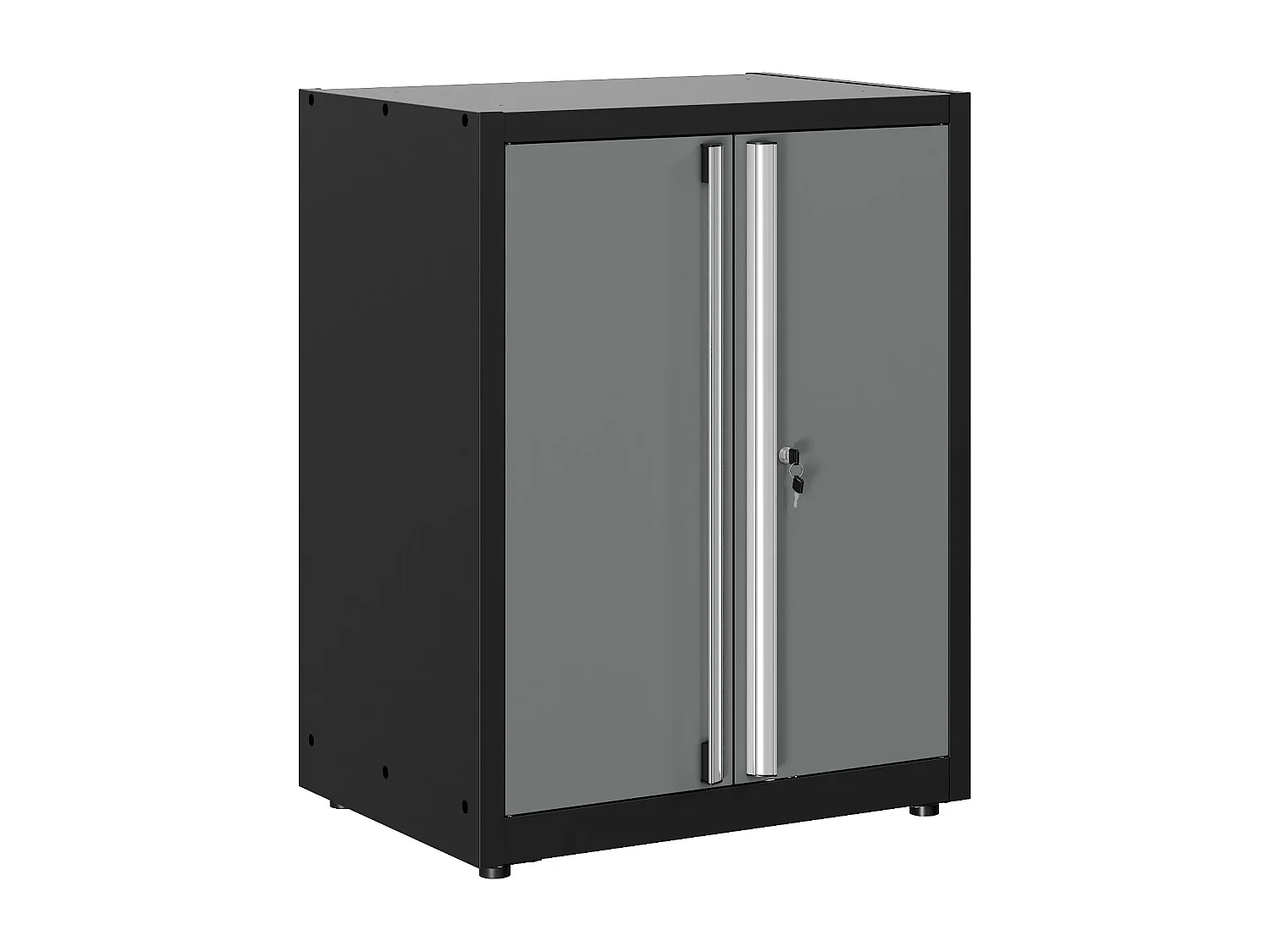 Armoire basse en acier avec 2 portes et 2 étagères - L75 x P53 x H95 cm - Gris anthracite - ATELIOR