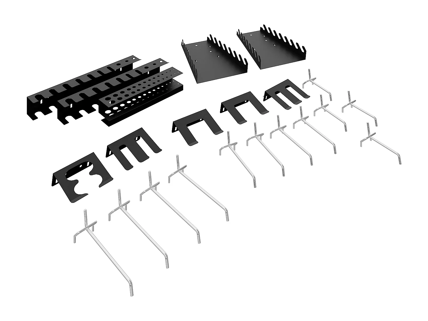 Lot de 22 crochets et supports à outils en acier - Noir - ATELIOR