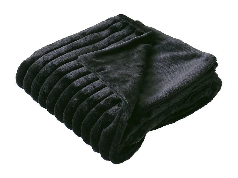 Plaid XL Imitation Fourrure "Matisse" 180x220cm Noir