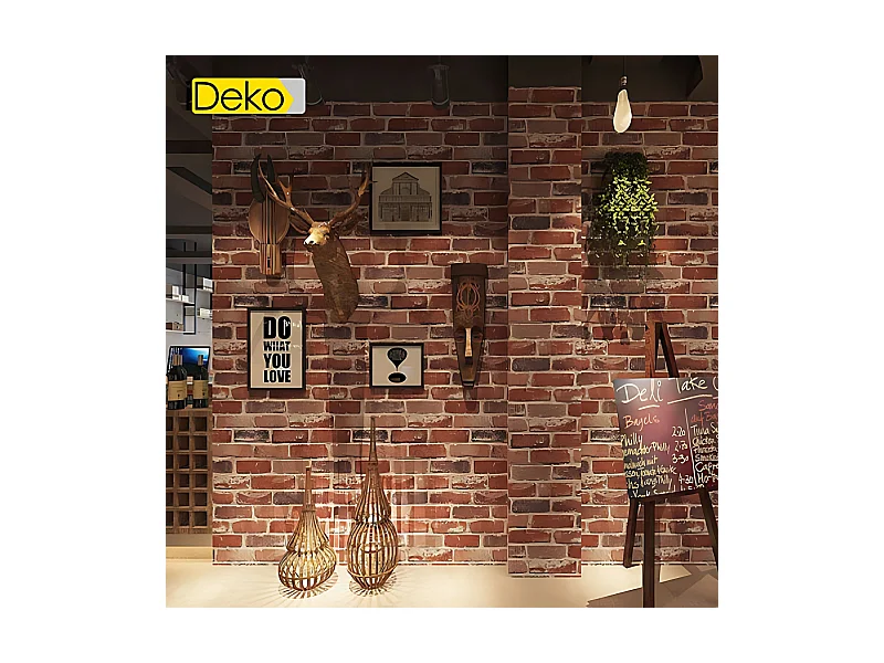 Papier peint PVC imitation brique 3D, décor naturel antique rétro, rouge, 9,3 x 0,53 m