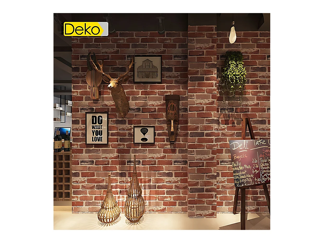 Papier peint PVC imitation brique 3D, décor naturel antique rétro, rouge, 9,3 x 0,53 m