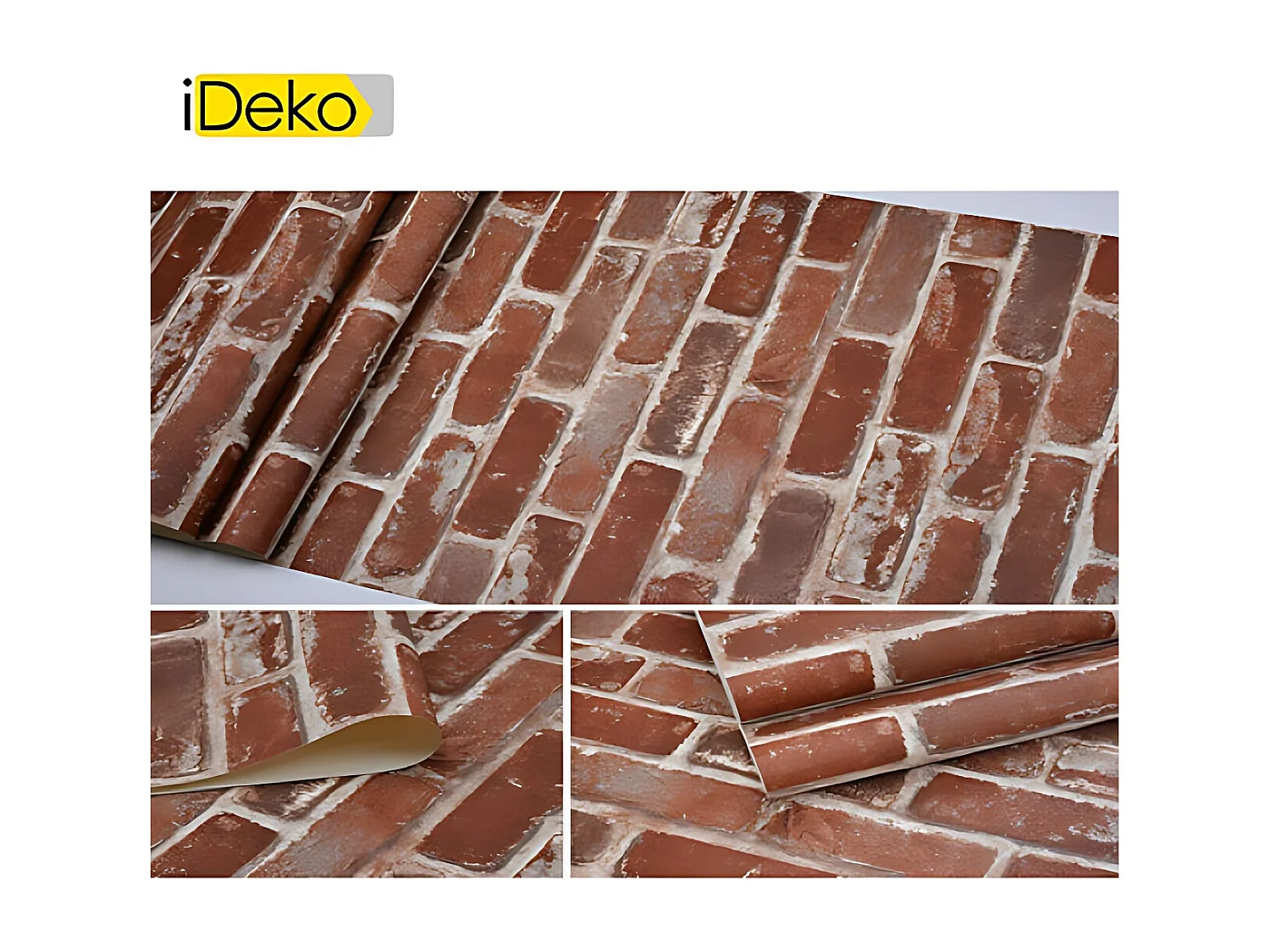 Papier peint PVC imitation brique 3D, décor naturel antique rétro, rouge, 9,3 x 0,53 m