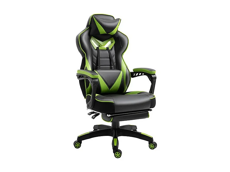 Fauteuil de bureau Gaming gamer GREENFIGHT vert et noir