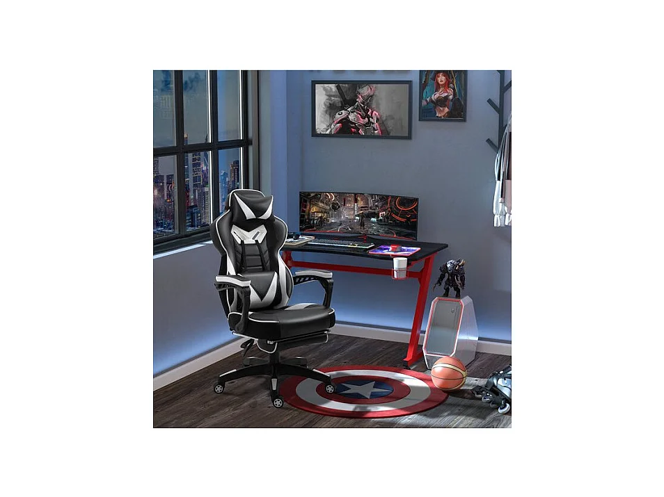 Fauteuil de bureau Gaming Gamer INVADERS Pivotant Noir et Blanc