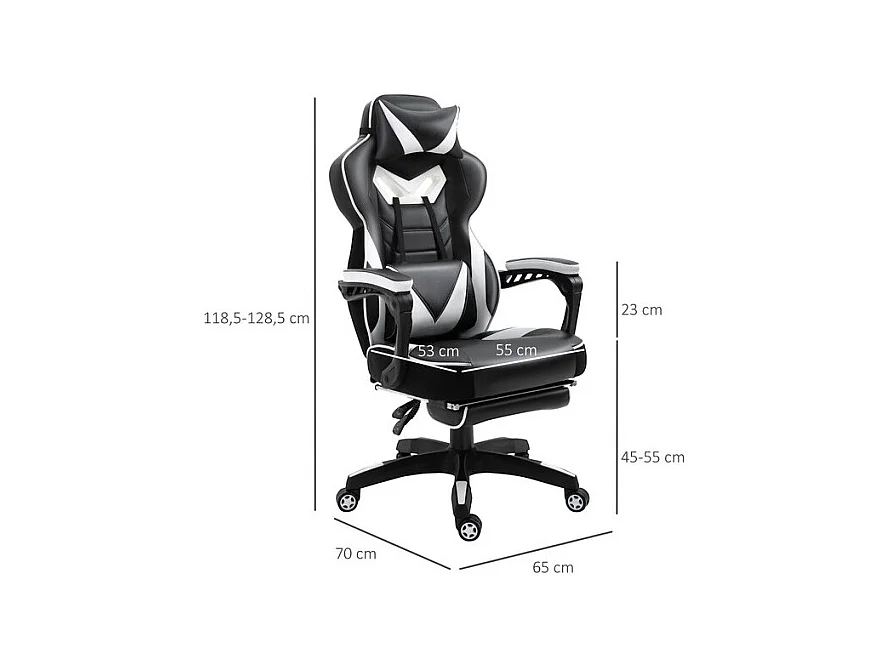 Fauteuil de bureau Gaming Gamer INVADERS Pivotant Noir et Blanc