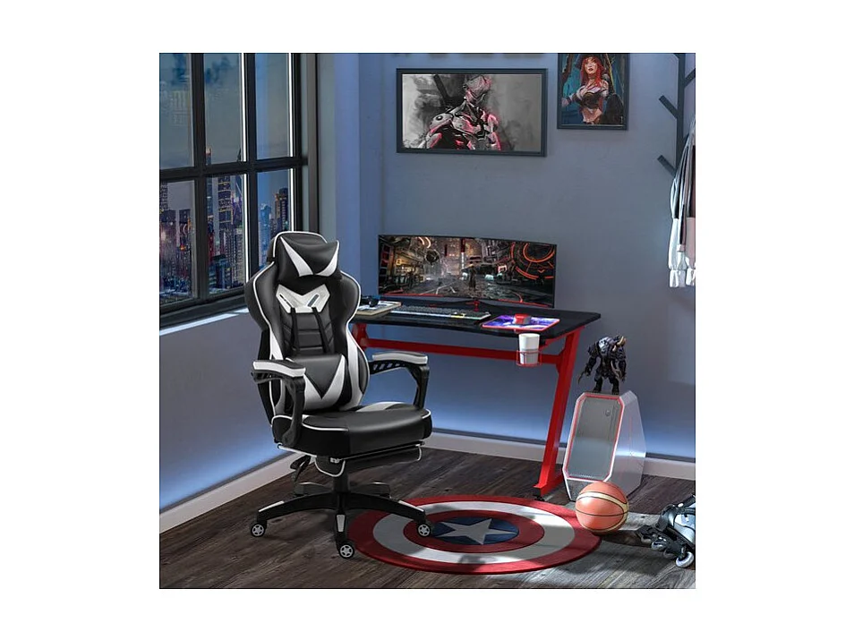 Fauteuil de bureau Gaming Gamer INVADERS Pivotant Noir et Blanc