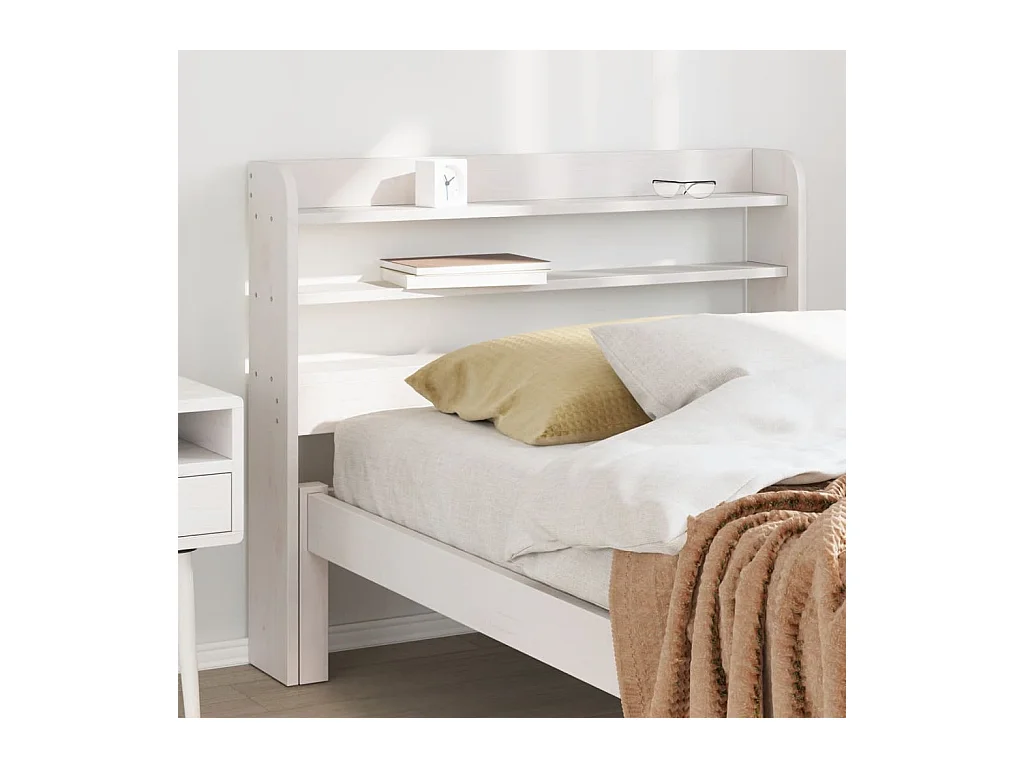 Tête de lit avec étagères blanc 90 cm bois massif de pin