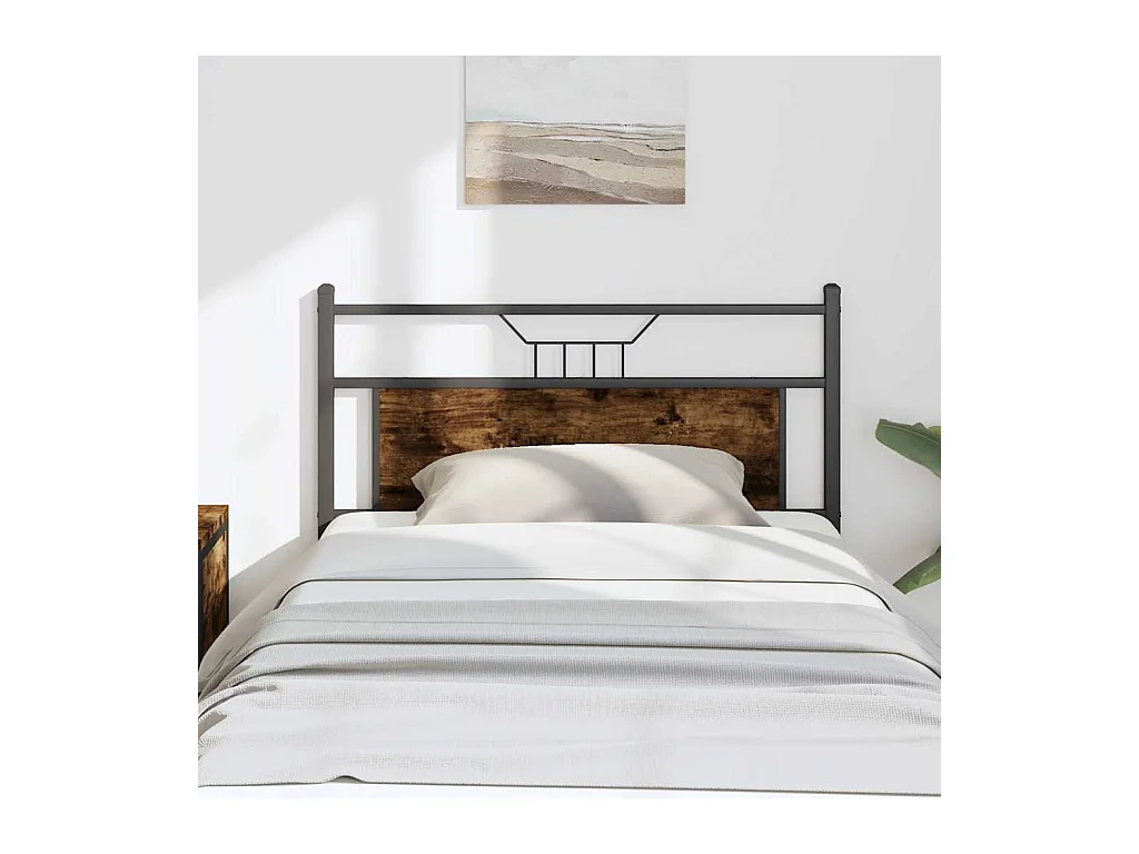 Tête de lit chêne fumé 107 cm bois d'ingénierie et acier
