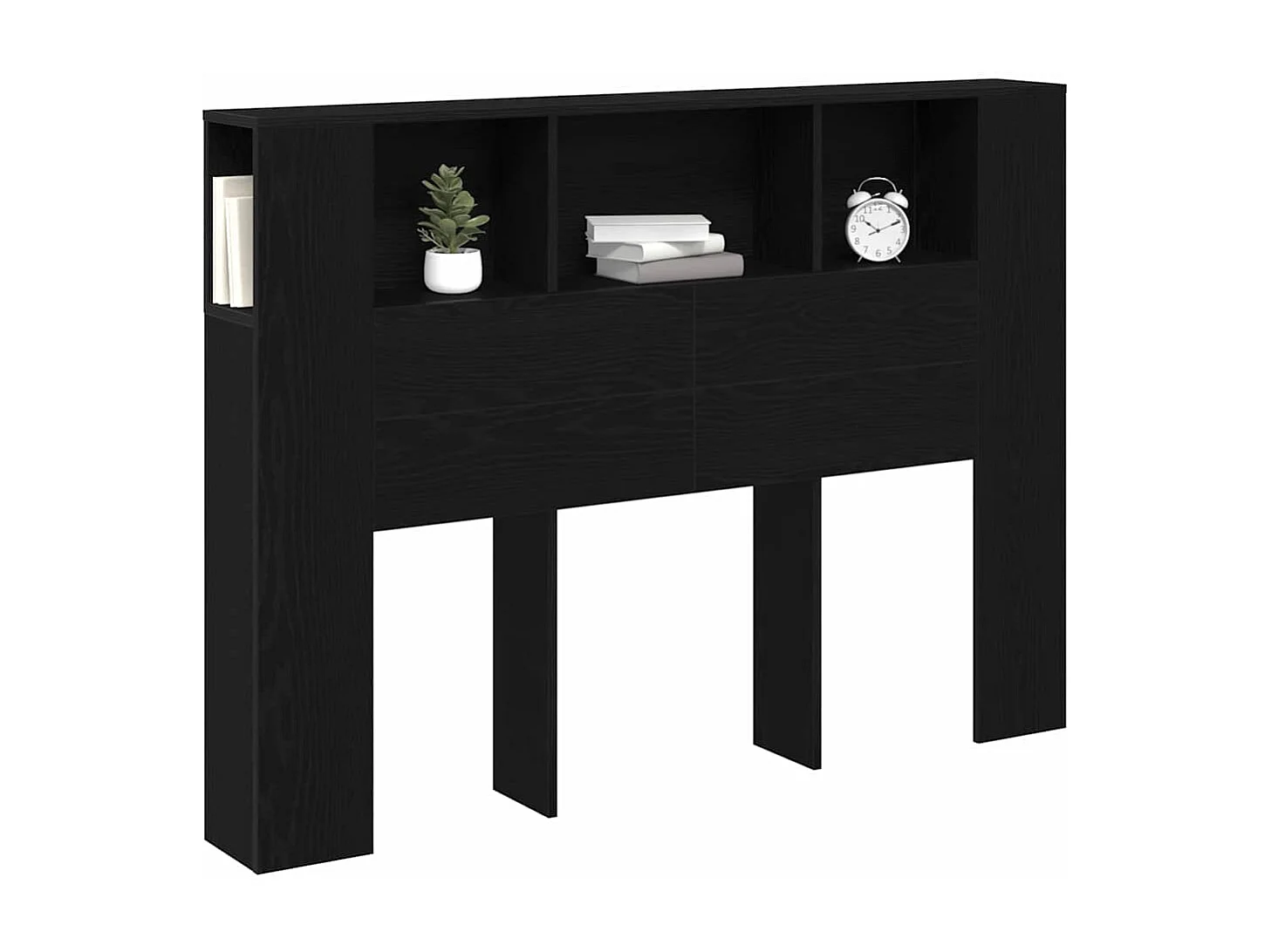 Hoofdeinde Kast Zwart eiken 140 x 19 x 104.5 cm Bewerkt hout