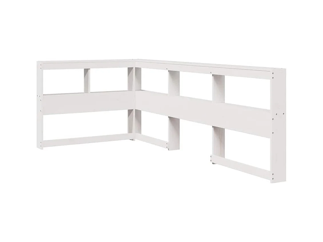 Cabecero librería en forma de L madera maciza pino blanco 100cm