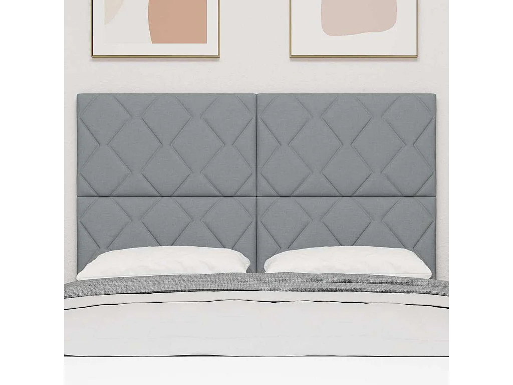 Cabeceira de Tecido Geométrico Cinzento-claro 160 cm tecido