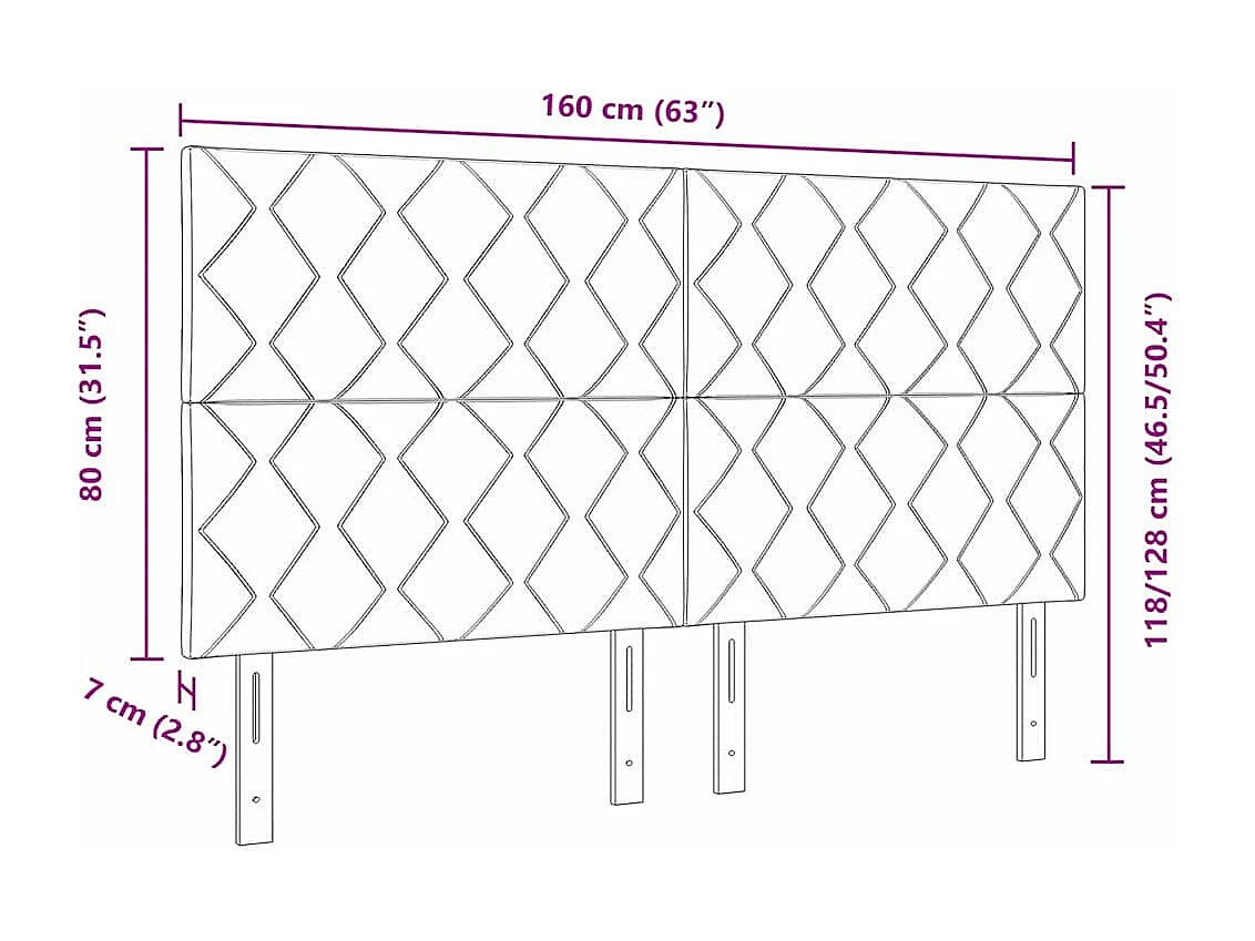Cabeceira de Tecido Geométrico Cinzento-claro 160 cm tecido