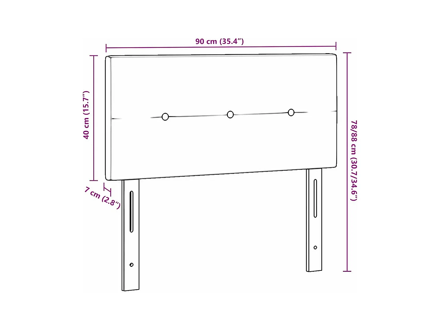 Tête de lit Montage mural Vert foncé 90 cm Velours