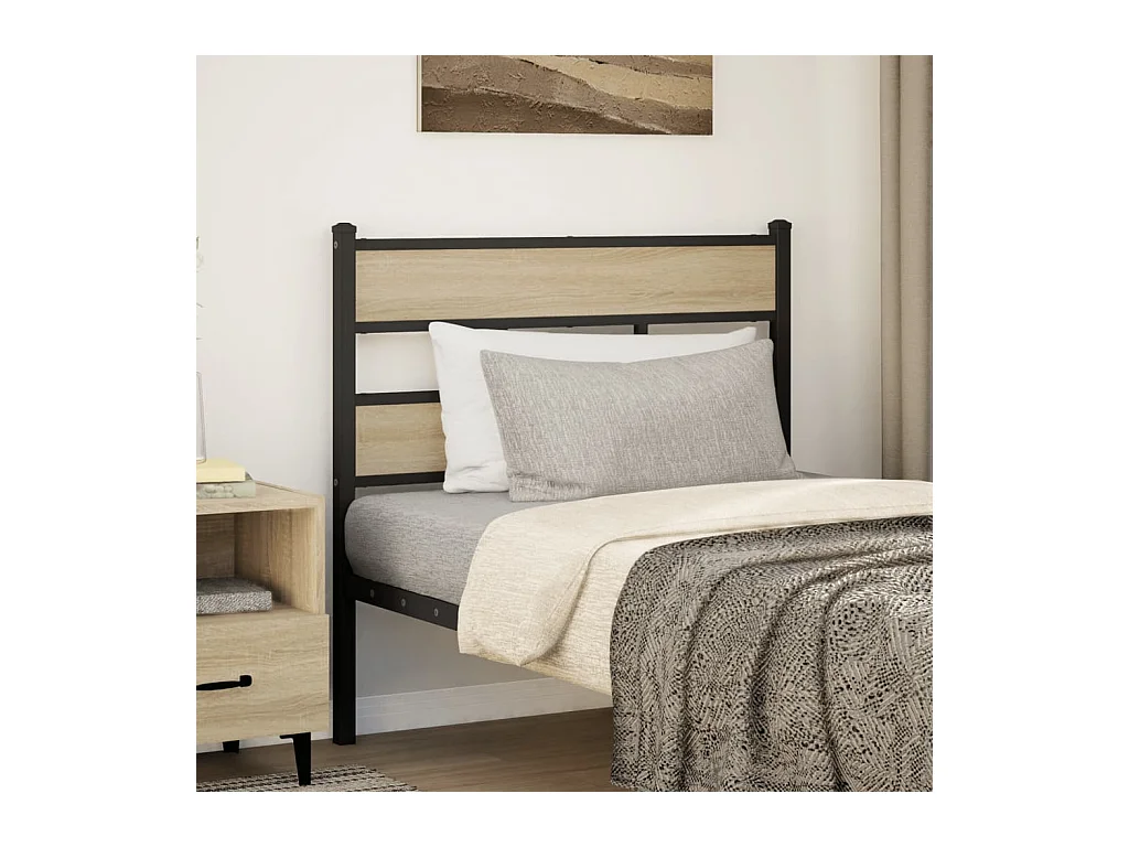 Tête de lit chêne sonoma 100 cm fer et bois d’ingénierie