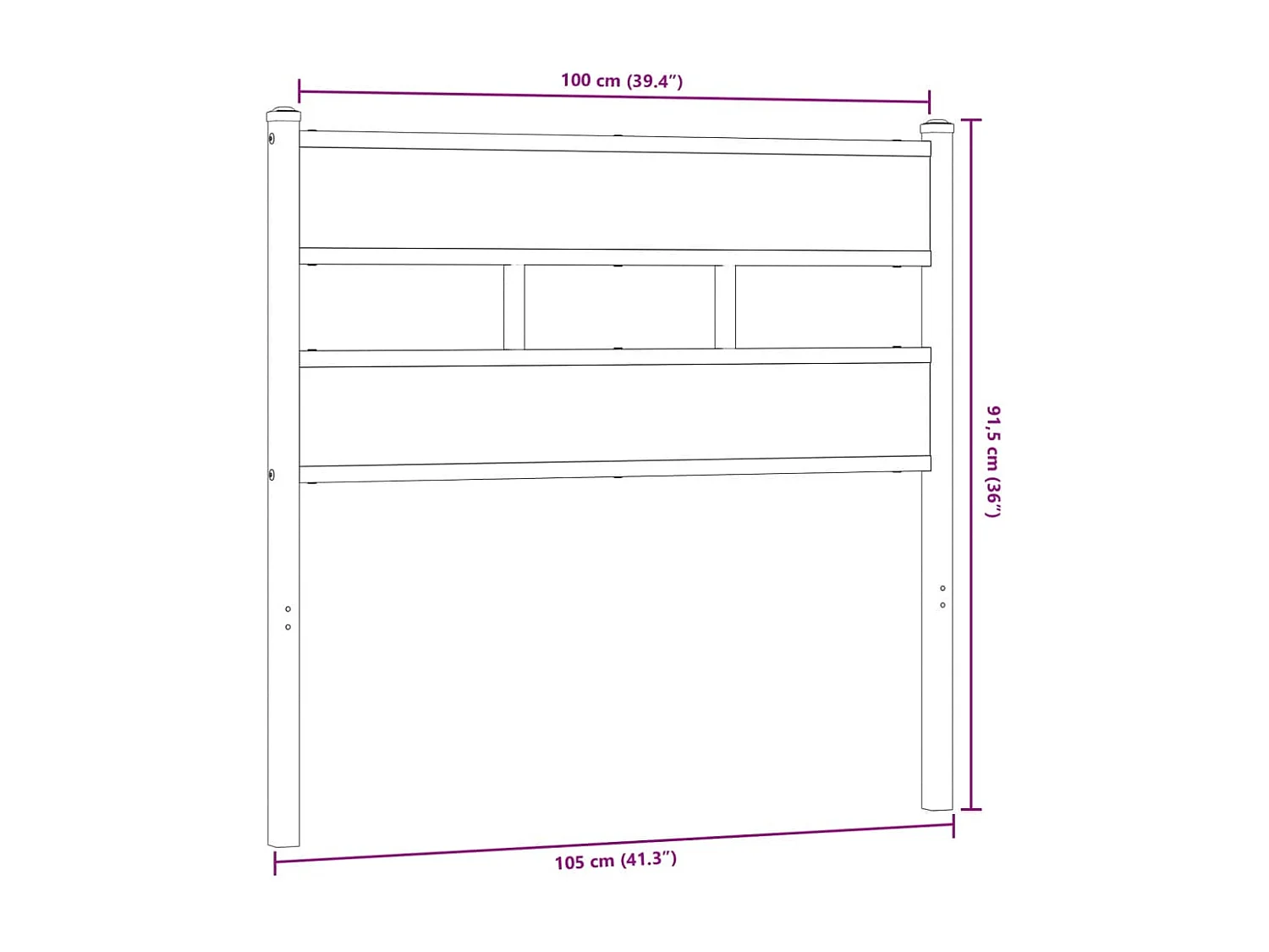 Tête de lit chêne sonoma 100 cm fer et bois d’ingénierie