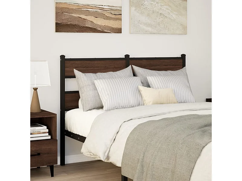 Tête de lit chêne marron 120 cm acier et bois d'ingénierie