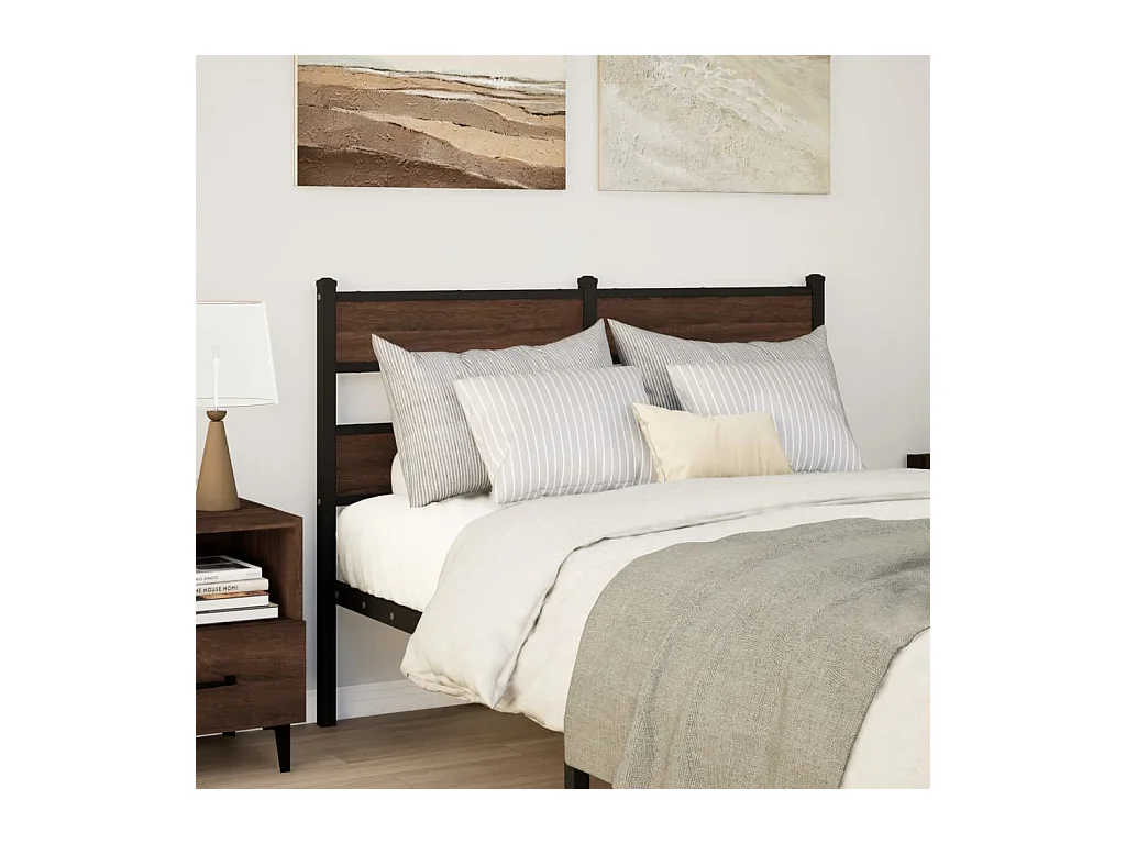 Tête de lit chêne marron 120 cm acier et bois d'ingénierie