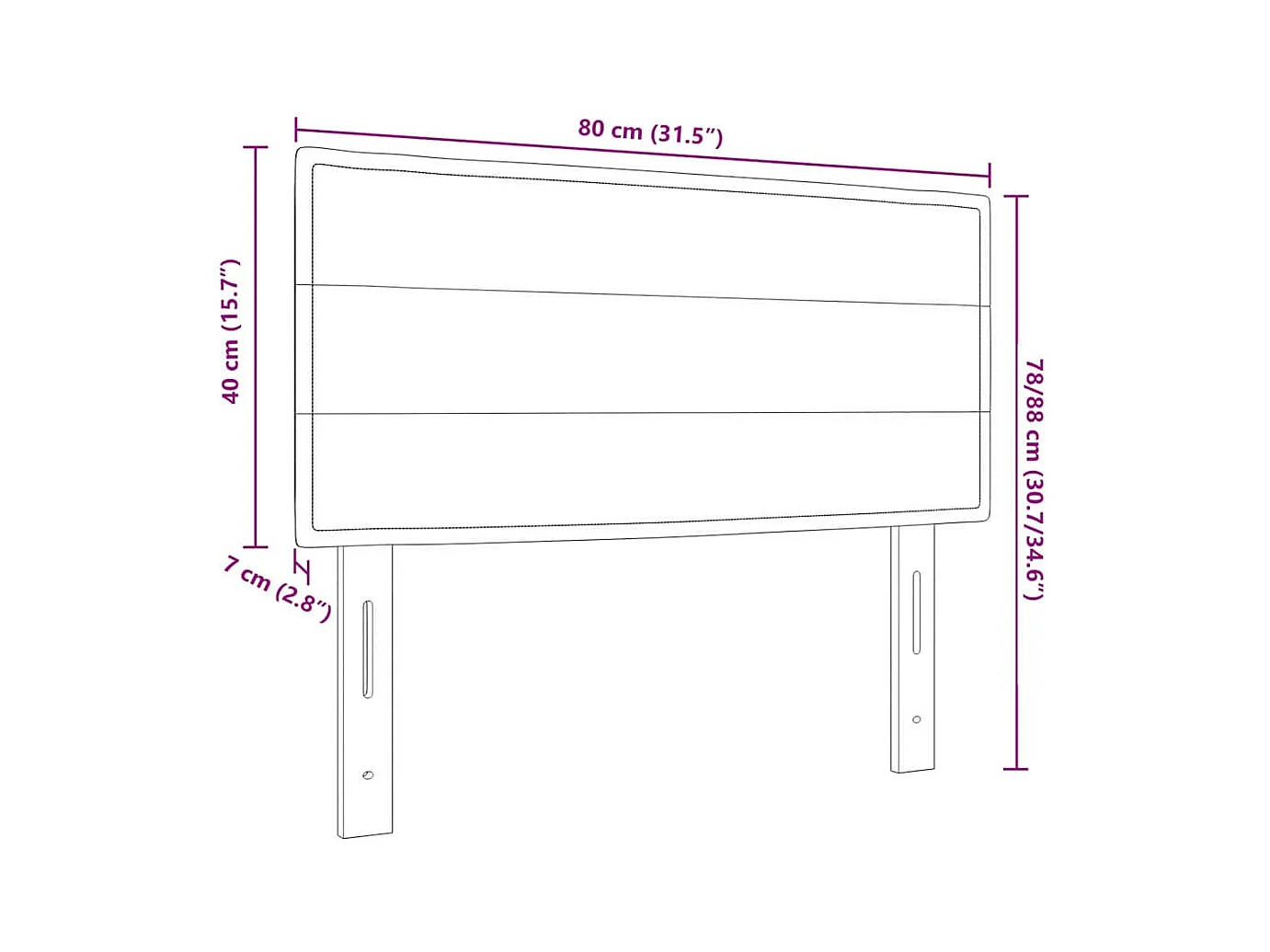 Tête de lit LED avec des lumières à LED Bleu 80 cm tissu