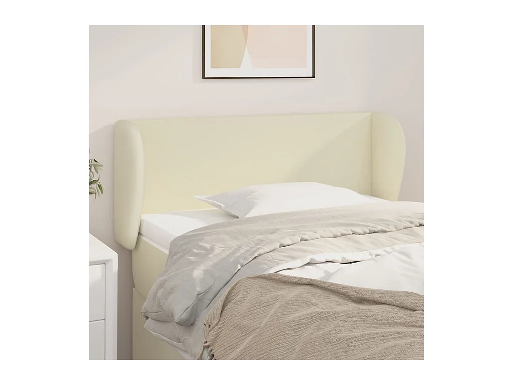 Cabecero de cuero sintético color crema 83x23x78/88 cm