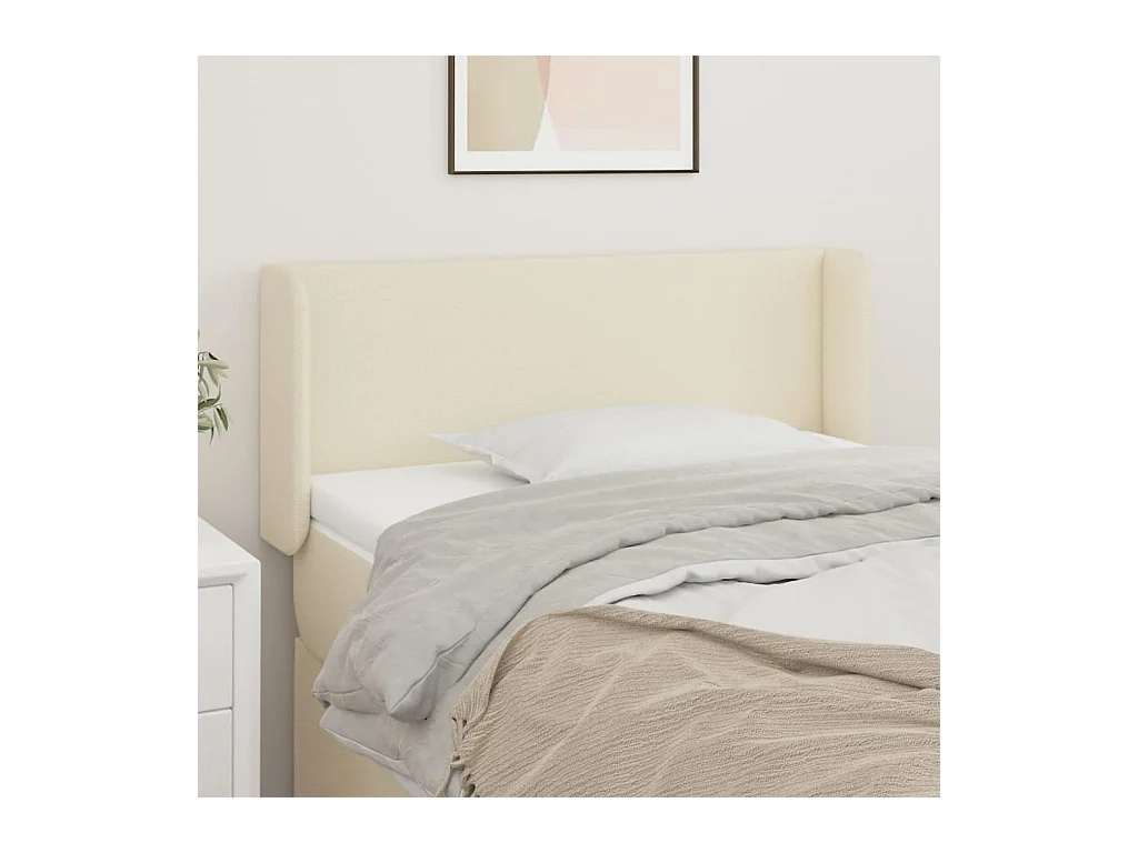 Cabecero de cuero sintético color crema 83x16x78/88 cm